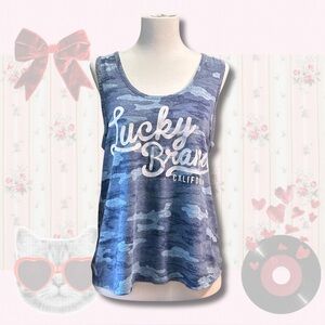 Lucky Brand blue camo women's scoop neck tank top in a size Large.